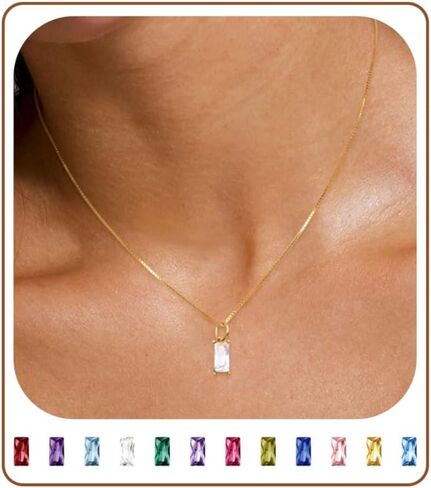 JSJOY S925 Birthstone Necklaces for Women Dainty Gold Emerald Green Necklace Sterling Silver Birthday Gifts for Teen Girls Cubic Zirconia Diamond Necklaces Mothers Day Gifts in Saudi Arabia
