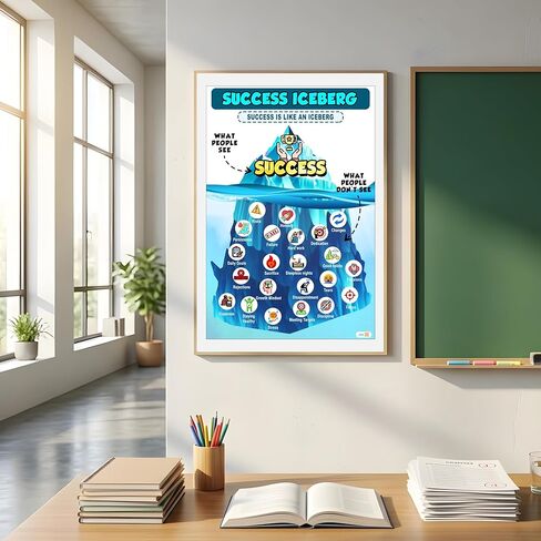 Success Iceberg Poster- Promoting a Growth Mindset - Inspirational Mental Health Wall Decor with Success Motivation Quotes - Ideal for Office, Living Room, School, and Classroom Decor 16''x24'' in Saudi Arabia