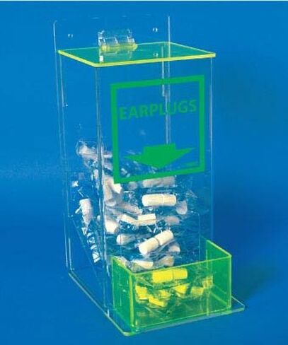 NMC AEP-4 Compact Earplug Dispenser with Cover - 6 in. x 13 in. x 8 in. Small, Clear Acrylic Holder with Front Pocket in Saudi Arabia