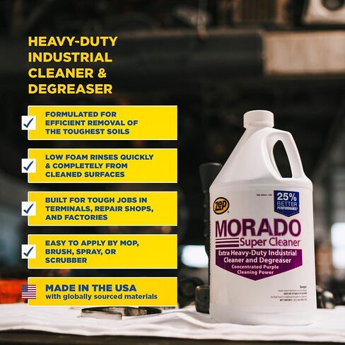 Zep Morado Purple Purple Super Cleaner - 1 جالون (حزمة من 4) 85624 - يزيل المزيج الصناعي الشاق الإضافي ، خالية من الفوسفات ، مركزة القلوية الشحوم ، الأوساخ in Saudi Arabia
