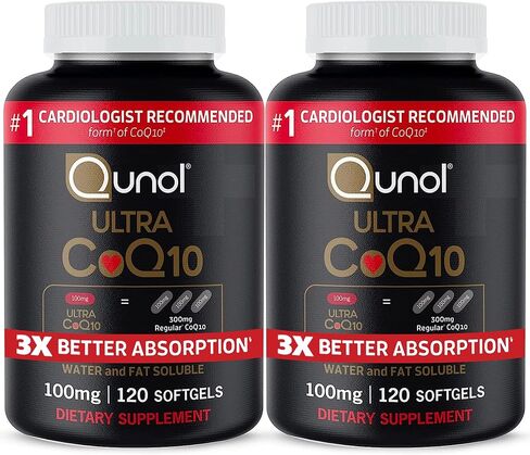 CoQ10 100mg Softgels, Qunol Ultra CoQ10 100mg, 3x Better Absorption, Antioxidant for Heart Health & Energy Production, Coenzyme Q10 Vitamins and Supplements, 4 Month Supply, 60 Count (Pack of 2) in Saudi Arabia