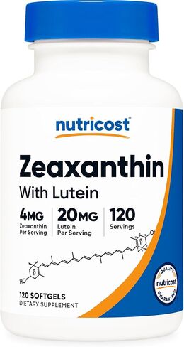 Nutricost Zeaxanthin مع اللوتين 20 ملغ، 120 كبسولة هلامية - قوية، غير معدلة وراثيًا، خالية من الغلوتين in Kuwait