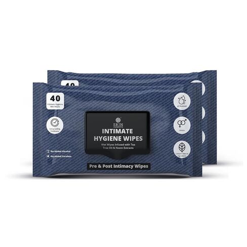 Skin Elements Intimate Hygiene Wipes | pH Balanced Wipes with Tea Tree Oil | Avoids Itching and Bad Odor | Pack of 30 Individually Wrapped Wipes in Kuwait