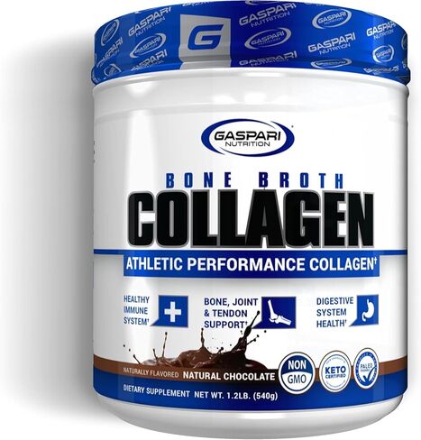 Gaspari Nutrition Bone Broth، كولاجين الأداء الرياضي، 13 جم بروتين، خالي من الغلوتين، غير معدل وراثيًا، معتمد من كيتو، صحة الأمعاء والمفاصل (30 حصة، شوكولاتة طبيعية) in Saudi Arabia