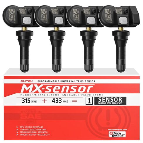 Autel TPMS Sensor, MX-Sensor 2 in 1 (315MHz + 433MHz) for 99% of Cars, Wireless Programming 100% Cloneable, Same as OE Sensors, 6-Year Battery Life (Press-in Rubber Valve, 8PCS) in Saudi Arabia
