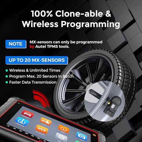 Autel TPMS Sensor, MX-Sensor 2 in 1 (315MHz + 433MHz) for 99% of Cars, Wireless Programming 100% Cloneable, Same as OE Sensors, 6-Year Battery Life (Press-in Rubber Valve, 8PCS) in Saudi Arabia