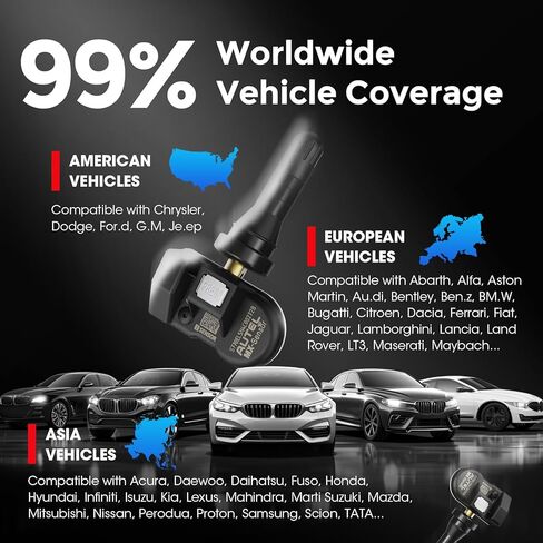 Autel TPMS Sensor, MX-Sensor 2 in 1 (315MHz + 433MHz) for 99% of Cars, Wireless Programming 100% Cloneable, Same as OE Sensors, 6-Year Battery Life (Press-in Rubber Valve, 8PCS) in Saudi Arabia
