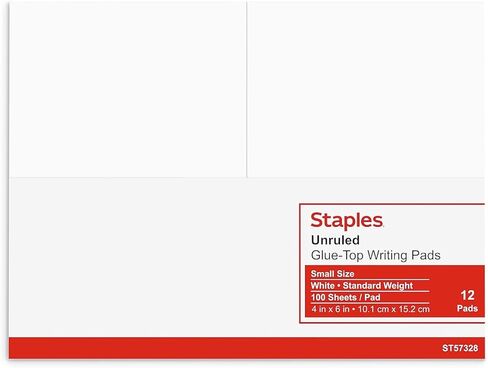 STAPLES 163444 Notepads 4-Inch X 6-Inch Unruled White 100 Sh./Pad 12 Pads/Pk in Saudi Arabia