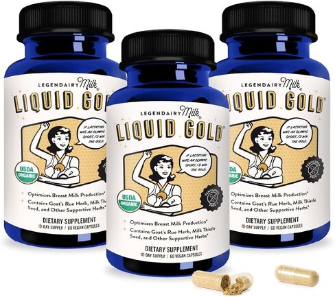 Legendairy Milk Liquid Gold Lactation Supplement, Organic Goat's Rue Lactation Support with Milk Thistle, Shatavari, Fennel, Alfalfa and Anise, Breastfeeding Supplements, 60 Vegan Capsules in Kuwait