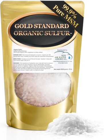 Gold Standard Organic Sulfur Crystals 1lb - 99.9% Pure MSM Crystals - Largest Granular Flakes Sulfur - 3rd Party Tested MSM Powder in Saudi Arabia