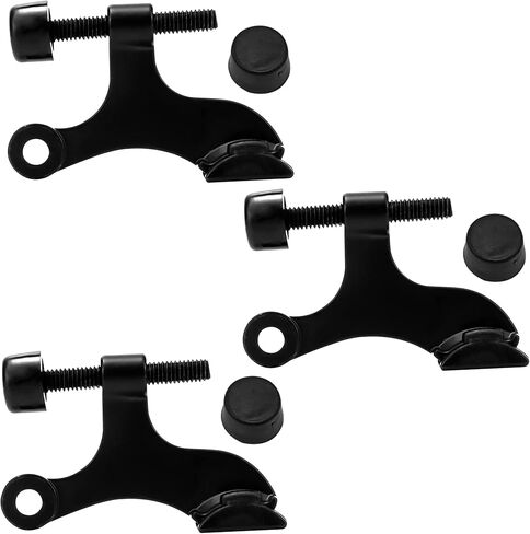 DCC Home Decor 6 Pack Hinge Door Stopper Adjustable Heavy Duty Black Door Stop 2.5 Inch Wide Wall Protector with Rubber Bumper in Saudi Arabia