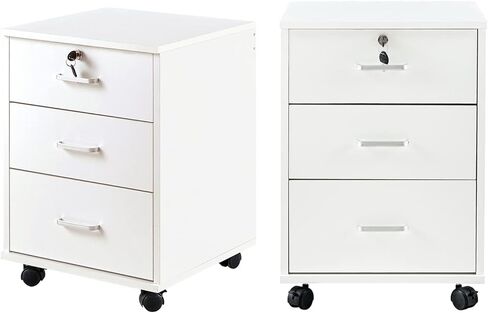 TUKAILAi Mobile File Cabinet with 3 Drawers & 1 Door, Lateral Printer Stand with Open Storage Shelf, Rolling Filing Cabinet with 4 Wheels, Wooden Stationery Organization Unit for Home Office (Black) in Saudi Arabia