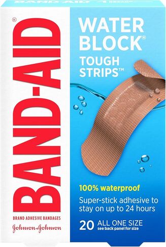Band-Aid Brand Water Block Waterproof Tough Adhesive Bandages for Minor Cuts and Scrapes, All One Size, 20 Count (Pack of 1) in Saudi Arabia
