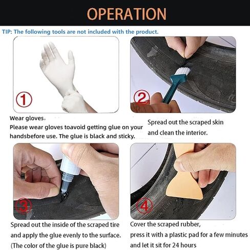 Black Tire Repair Glue Rubber Strong Adhesive Bonding for Sidewall Gash Dent Instant Super Glue for Off-Road Car Motorcycle Truck Tractor, 20g 0.7oz in Saudi Arabia
