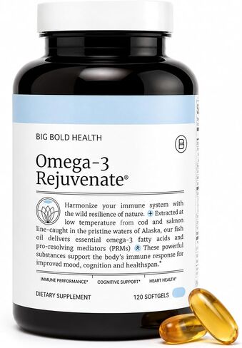 Omega-3 Rejuvenate Fish Oil Supplement, Wild Alaskan Cod and Sockeye Salmon Fish Oil, Lemon Flavor —Omega-3 Fatty Acids with EPA, DHA, & DPA— 120 Softgels in Kuwait