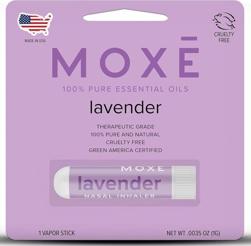 MOXE Lavender Essential Oil Nasal Inhaler, Therapeutic No-Mess Aromatherapy, Relaxation, Naturally Calming, Helps with Sleep, Uplifts Mood, Pure and Undiluted, Made in USA (1 Pack) in Saudi Arabia