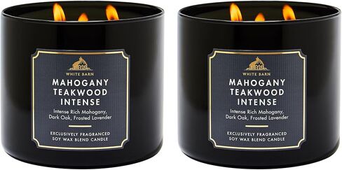 Bath & Body Works White Barn 3-Wick Candle in Mahogany Teakwood High Intensity (Pack of 2) in Saudi Arabia