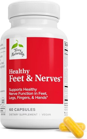 Terry Naturally Healthy Feet & Nerves - 120 Capsules - Supports Healthy Nerve Function in Feet, Legs, Fingers & Hands - Non-GMO, Vegan, Gluten Free - 60 Servings in Saudi Arabia