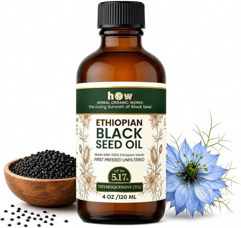 Black Seed Oil 8oz. 100% Ethiopian Pure Black Cumin Seed Oil, 100% Natural Nigella Sativa. 3 Times More Thymoquinone, Cold Pressed in Glass Bottle in Kuwait