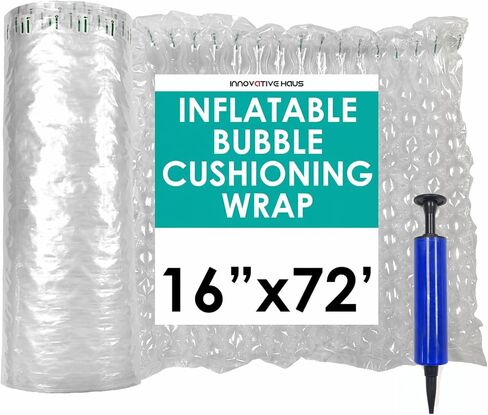 Innovative Haus 16 Inch x 72 Feet Inflatable Bubble Cushioning Wrap with Free Pump - Air Pillows for Shipping - Column Wrap for Heavy Duty Packing and Shipping Packaging in Saudi Arabia