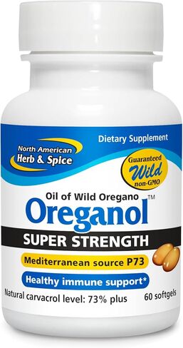 NORTH AMERICAN HERB & SPICE Oreganol P73 فائق القوة - 120 كبسولة هلامية - دعم الجهاز المناعي - أوريجانو بري صديق للنباتيين - أقوى بنسبة 285% من القوة العادية - غير معدل وراثيًا - 120 حصة in Kuwait