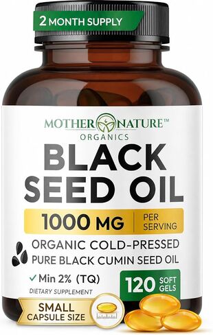 Black Seed Oil Capsules - 120 Count (Organic, Non-GMO Liquid) Premium Cold Pressed Black Cumin Seed Oil - 500mg Each, 1000mg Per Serving w/Omega 3,6, 9 in Saudi Arabia