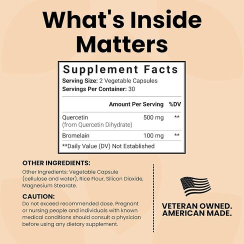 Luma Nutrition Quercetin 500mg - كيرسيتين مع بروميلين - كيرسيتين قوي - بروميلين ممتاز - مضاد للأكسدة - دعم المناعة - 60 كبسولة in Kuwait