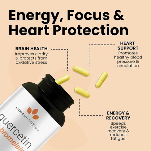 Luma Nutrition Quercetin 500mg - كيرسيتين مع بروميلين - كيرسيتين قوي - بروميلين ممتاز - مضاد للأكسدة - دعم المناعة - 60 كبسولة in Kuwait
