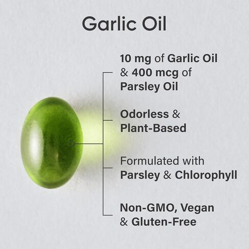 Sports Research Odorless Garlic Oil Pills (1000mg) with Parsley & Chlorophyll | Non-GMO Verified, Vegan Certified & Gluten Free (150 Plant Gels) in Saudi Arabia