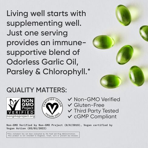 Sports Research Odorless Garlic Oil Pills (1000mg) with Parsley & Chlorophyll | Non-GMO Verified, Vegan Certified & Gluten Free (150 Plant Gels) in Saudi Arabia
