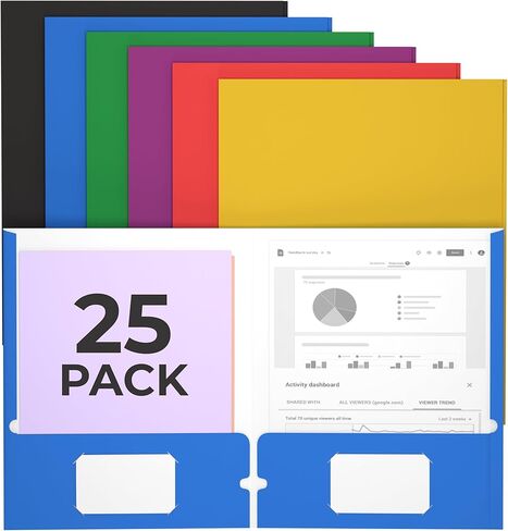 Folders, Folders with Pockets, 2 Pocket Folders, Folders with Pockets Bulk, Holds 100 Sheets (50 per Pocket), Assorted Colors, Office Or School (100) in Saudi Arabia