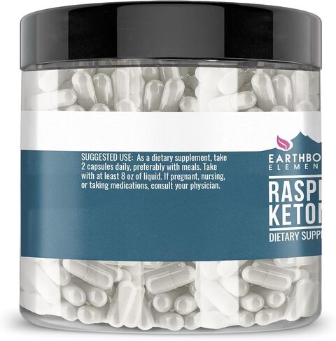 200 كبسولة من Earthborn Elements Raspberry Ketones، نقية وغير مخففة، بدون إضافات in Kuwait
