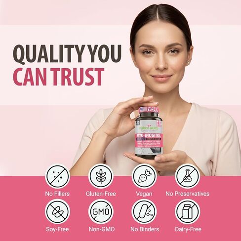 Simple-Organics Myo Inositol Supplement, with D-Chiro Inositol, 40 to 1 Ratio, Helps in Hormone Balance and Ovarian Function Support for Women, 2050mg per Serving, 120 Vegan Capsules in Saudi Arabia