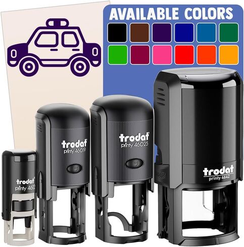 Police Cop Car Vehicle Automobile Self-Inking Rubber Stamp Ink Stamper for Stamping Crafting Planners - 1 Inch Medium - Black Ink in Saudi Arabia
