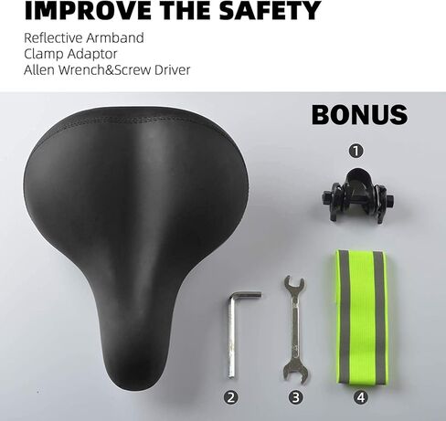 2024 New Noseless Bike Seat Cushion for Men & Women - Extra Padding & Comfort Wide Bicycle Seat, Oversized Comfortable Saddle for Peloton Bikes, Exercise Bikes, Electric Bikes, Cruiser Bikes in Saudi Arabia