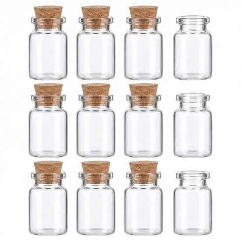 12PCS 5ml Mini Glass Bottles Jars Vials Case Container with Cork Stoppers for Message Weddings Wish Jewelry Party Favors in Saudi Arabia