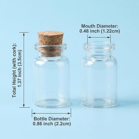 12PCS 5ml Mini Glass Bottles Jars Vials Case Container with Cork Stoppers for Message Weddings Wish Jewelry Party Favors in Saudi Arabia