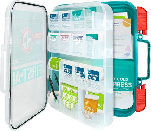 Be Smart Get Prepared First Aid Kit, Teal, 326 Piece, Exceeds OSHA and ANSI Guidelines 100 People - Office, Home, Car, School, Emergency, Survival, Camping, Hunting and Sports in Kuwait