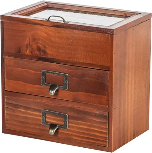 Primo Supply Rustic Wooden Lock Box - Asian-Style Box with Drawer - Rustic Decor Wooden Box Organizer - Tabletop Decorative Box - Storage Chest with Lock - Storage Trunk - Mens Jewelry Box in Saudi Arabia