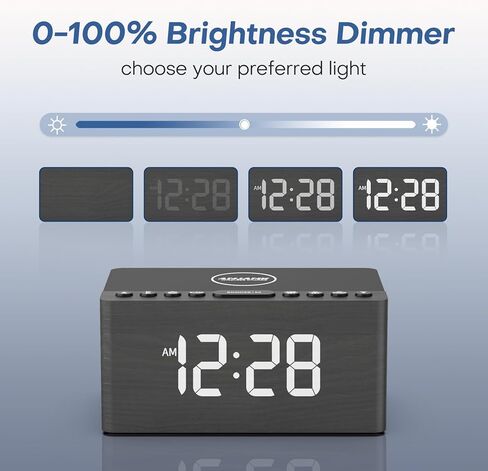 ANJANK Wooden Sound Machine Alarm Clock for Bedroom, Bluetooth Speaker, Wireless Charging Station for iPhone/Samsung, Sleep Timer, 0-100% Dimmer, White Noise Machine for Sleeping Adults with 20 Sounds in Saudi Arabia