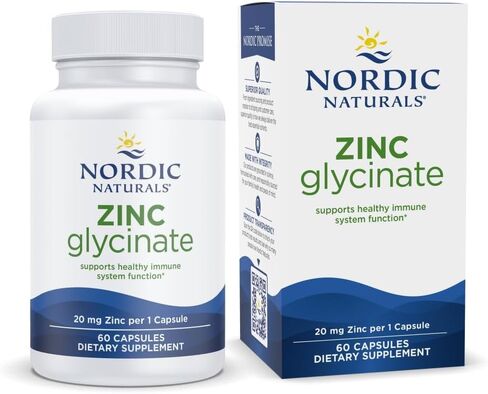 Nordic Naturals Zinc Glycinate - 60 Capsules - 20 mg Highly Absorbable Zinc Glycinate - Optimal Wellness - Non-GMO, Gluten Free, Vegan - 30 Servings in Saudi Arabia