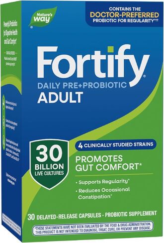 Nature's Way Fortify Daily Probiotic + Prebiotic for Men and Women, 30 Billion Live Cultures, Digestive and Immune Health Support* Supplement, 30 Capsules in Saudi Arabia