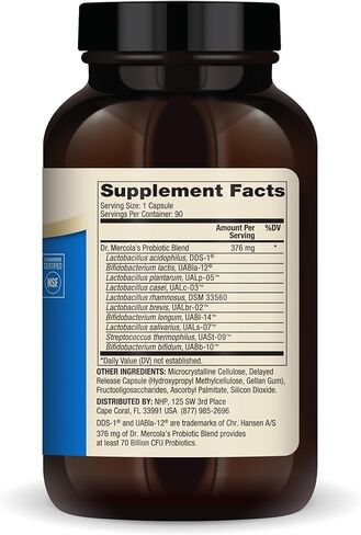 Dr. Mercola Complete Probiotics 70 Billion CFU, 90 Servings (90 Capsules), Dietary Supplement, Supports Digestive Health, Non GMO, NSF Certified in Saudi Arabia