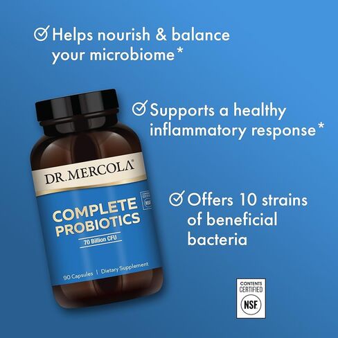 Dr. Mercola Complete Probiotics 70 Billion CFU, 90 Servings (90 Capsules), Dietary Supplement, Supports Digestive Health, Non GMO, NSF Certified in Saudi Arabia