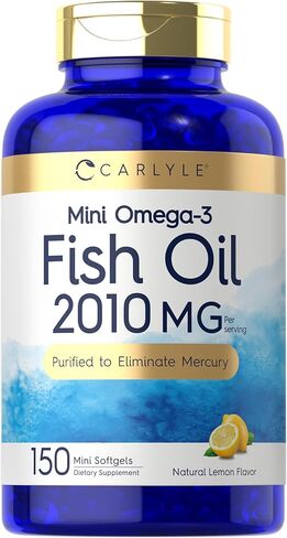 Carlyle Mini Fish Oil Softgels | 1300 mg | 200 Omega-3 Pearls | Non-GMO & Gluten Free Supplement in Kuwait
