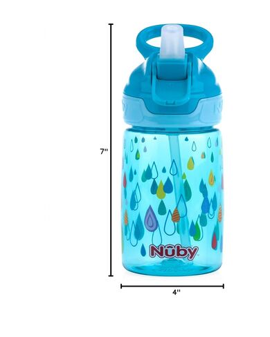 Nuby Kid’s Flip-it Reflex Push Button On-The-Go Printed Water Bottle with Soft Spout - 12oz / 360ml, 18+ Months, 1pk Print May Vary in Saudi Arabia