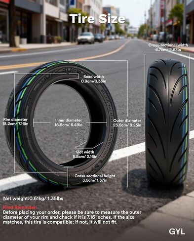 Gyl 10x2.30-6.5 "الإطارات الخالية من الفراغات لـ NIU KQI2 Pro Electric Scooter ، إطار أمامي/خلفي ببديل 10 بوصات ، غير قاطع ، دليل على الانفجار ، دائم in Kuwait