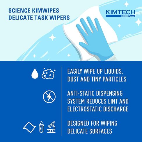 Kimberly-Clark PROFESSIONAL Kimwipes Delicate Task مساحات Kimtech Science (34155)، بيضاء، طبقة واحدة، 60 صندوقًا منبثقًا / علبة، 286 ورقة / صندوق، 16800 ورقة / علبة in Saudi Arabia