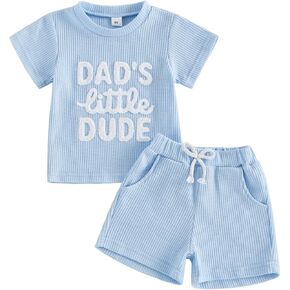Sejardin Toddler Baby Boy Clothes Mamas Little Boy Summer Outfit Short Sleeve Letter T Shirt Tops Newborn Rolled Shorts Set in Kuwait