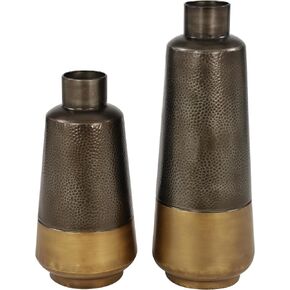 The Novogratz Metal Vase with Gold Base, Set of 2 20", 15"H, Dark Gray in Saudi Arabia